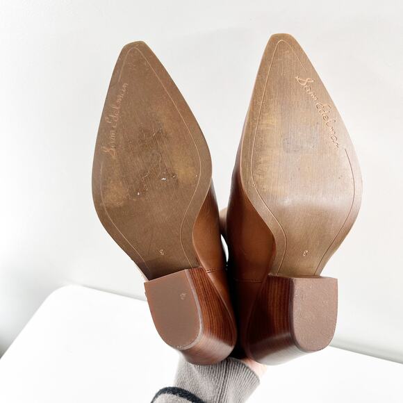 Sam Edelman Jane Pointed Toe Leather Ankle Boots Booties Brown 8 - Picture 5 of 8